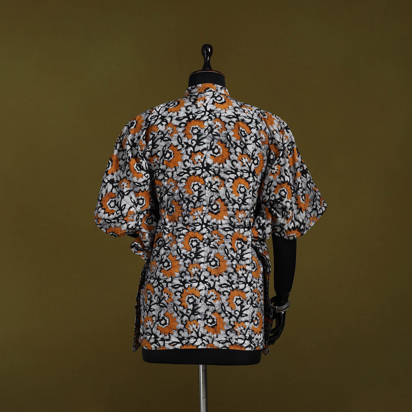 Hand batik cotton short kaftan 39 - handcrafted