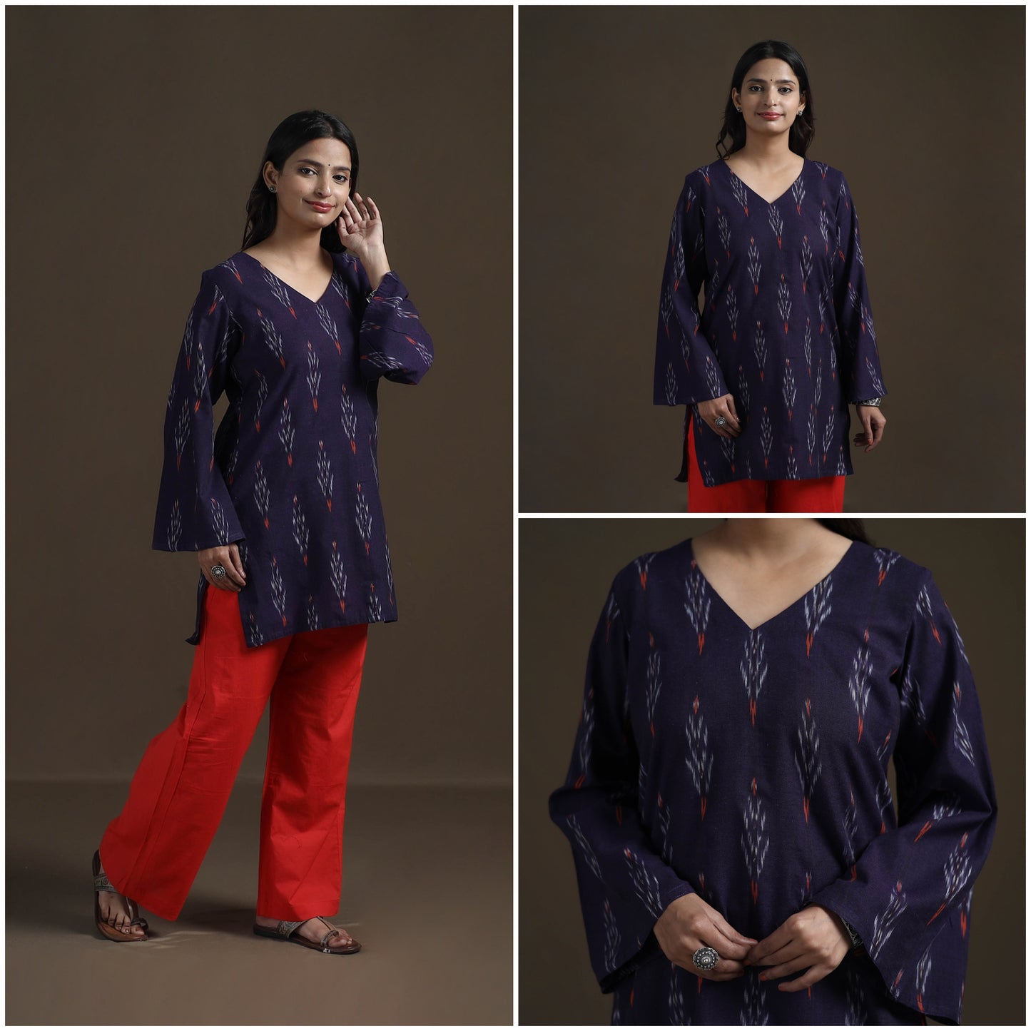 Pochampally Ikat Cotton Short Kurta for Women 25