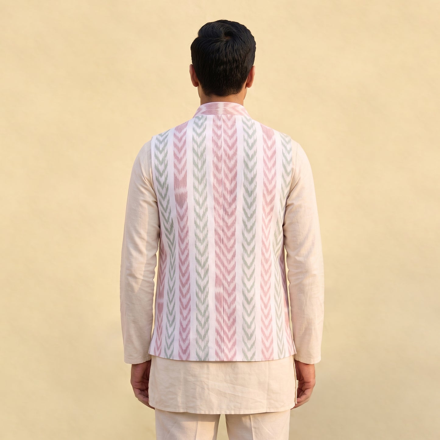 Sambalpuri Ikat Weave Cotton Men Nehru Jacket 10