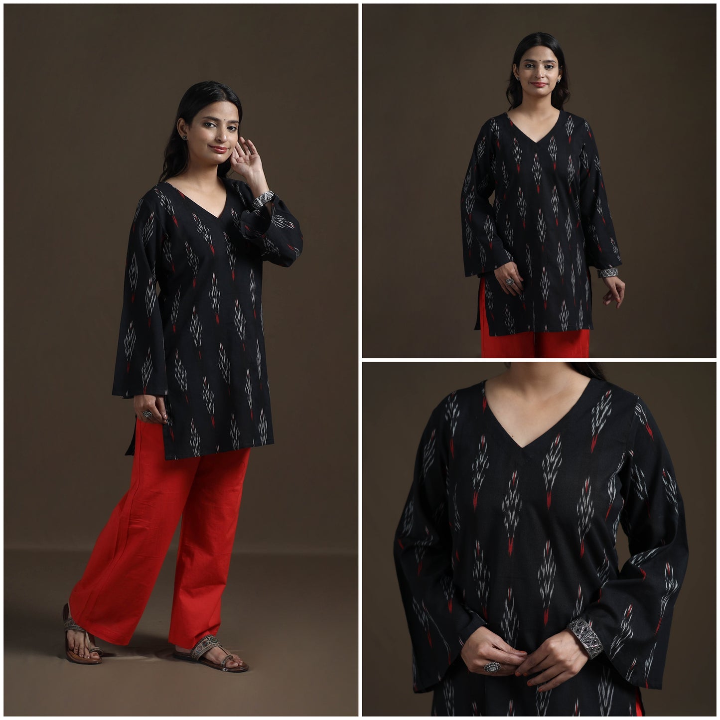 Pochampally Ikat Cotton Short Kurta for Women 21