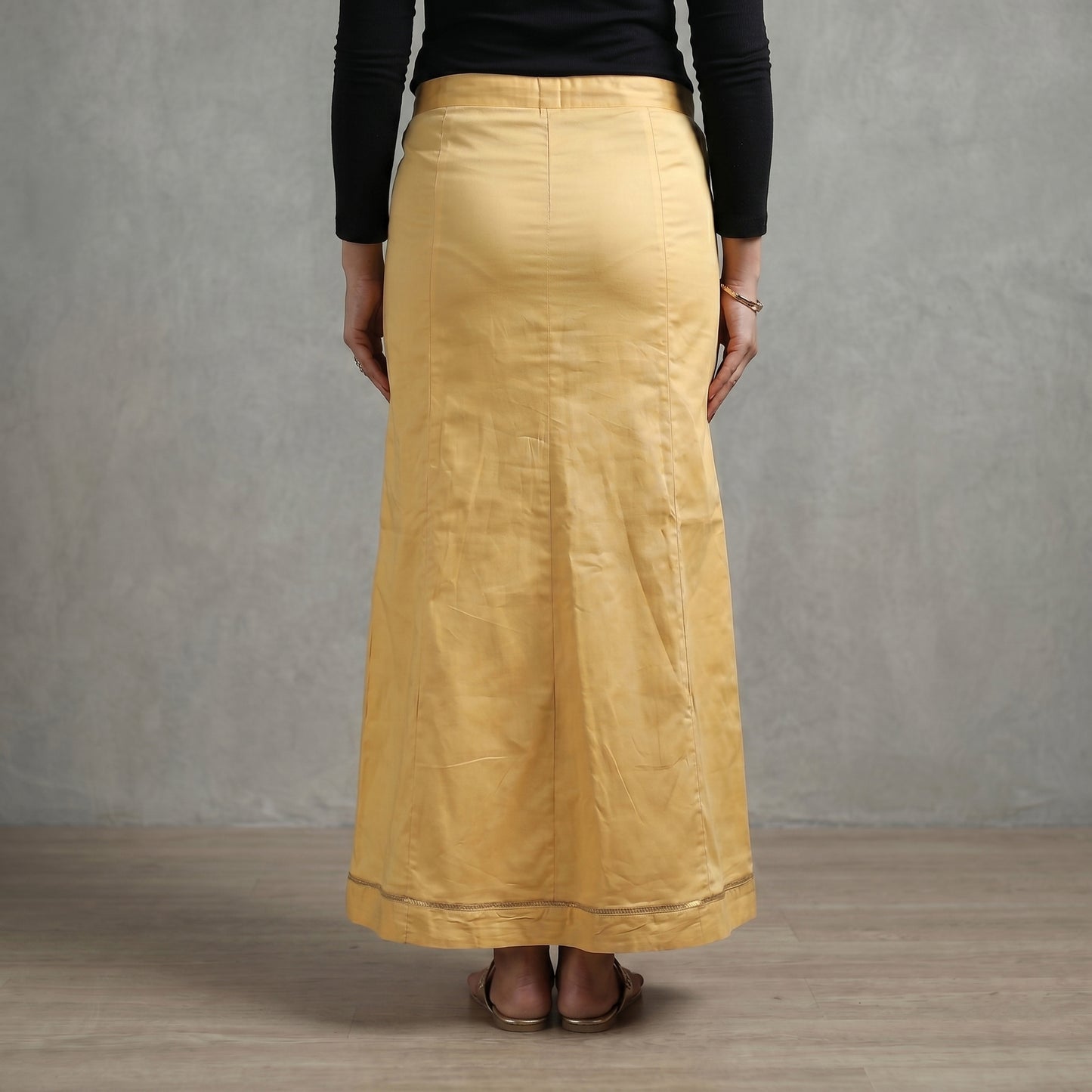 Yellow - Plain Woven Cotton Lycra Inskirt 06