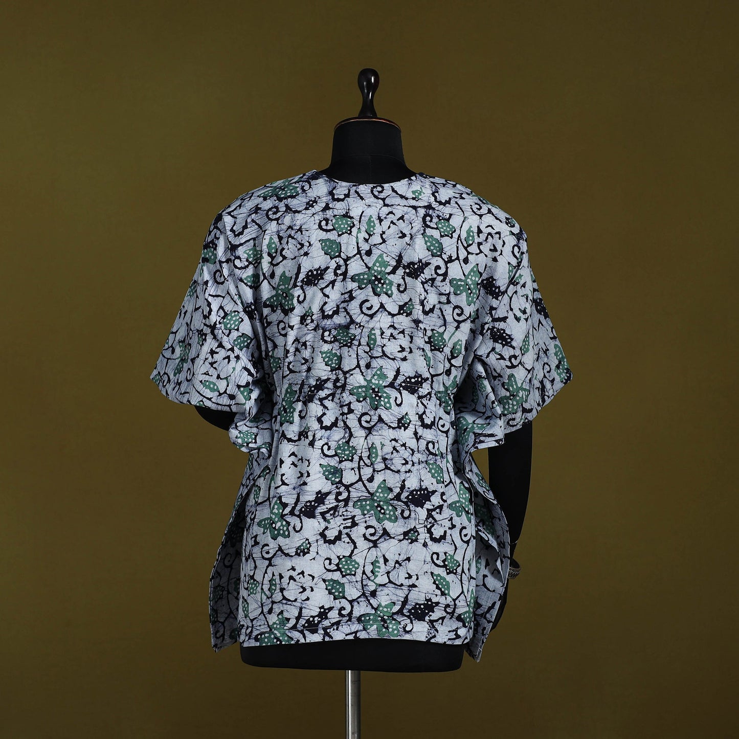 Hand batik cotton short kaftan 38 - handcrafted