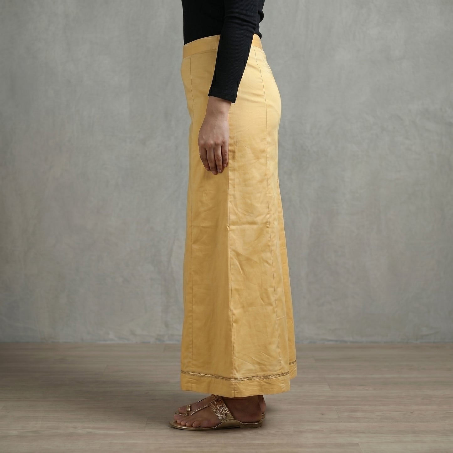 Yellow - Plain Woven Cotton Lycra Inskirt 06