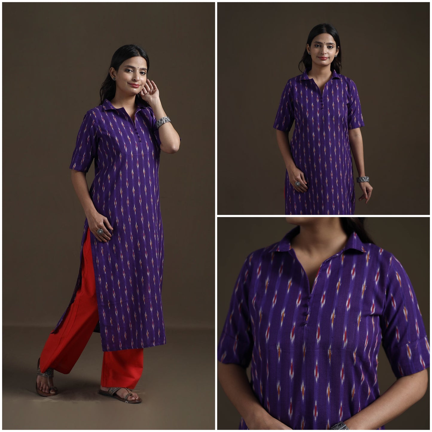 Pochampally Ikat Cotton Straight Kurta for Women 09