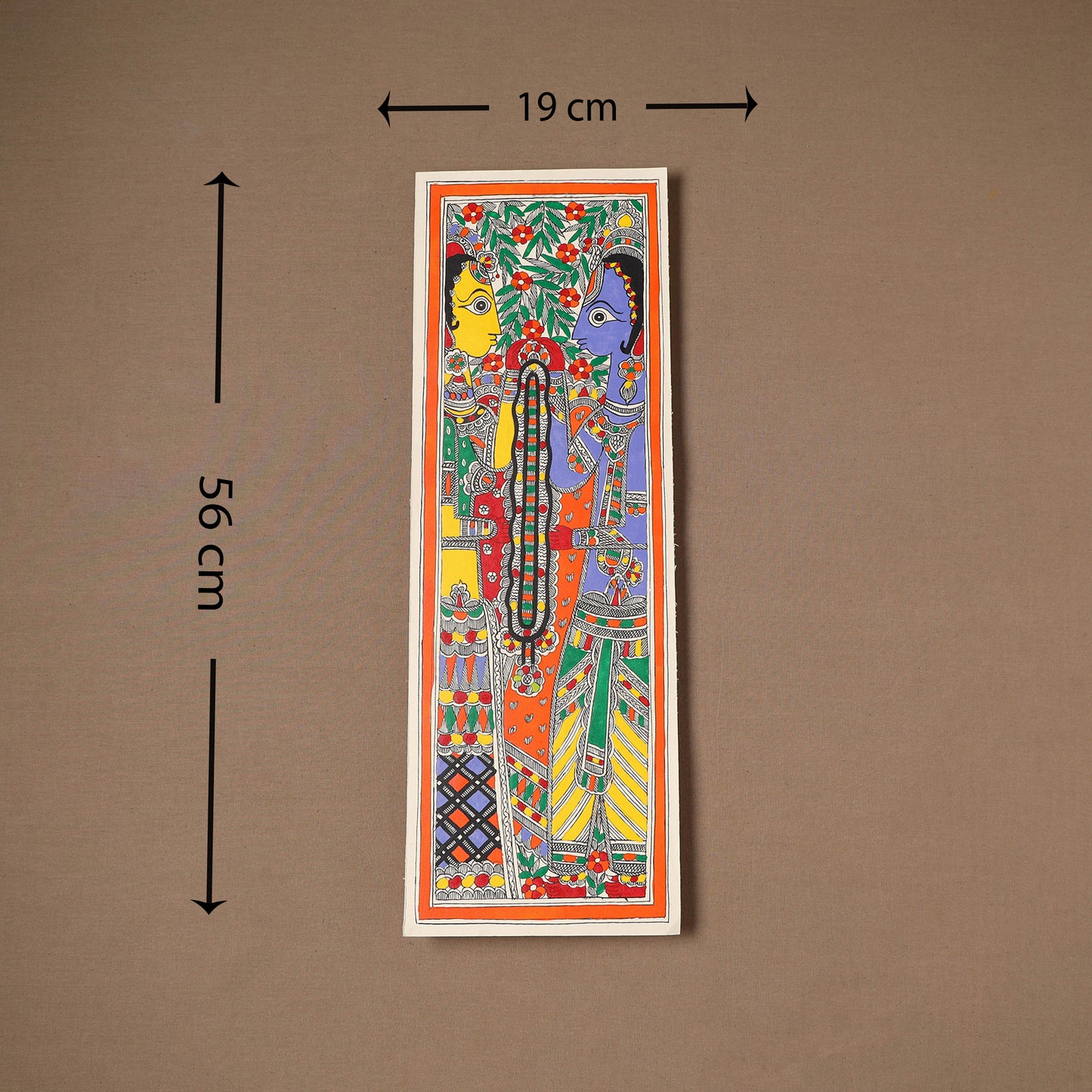 Handpainted Madhubani Painting by Santosh Paswan (22 x 7 in) 15