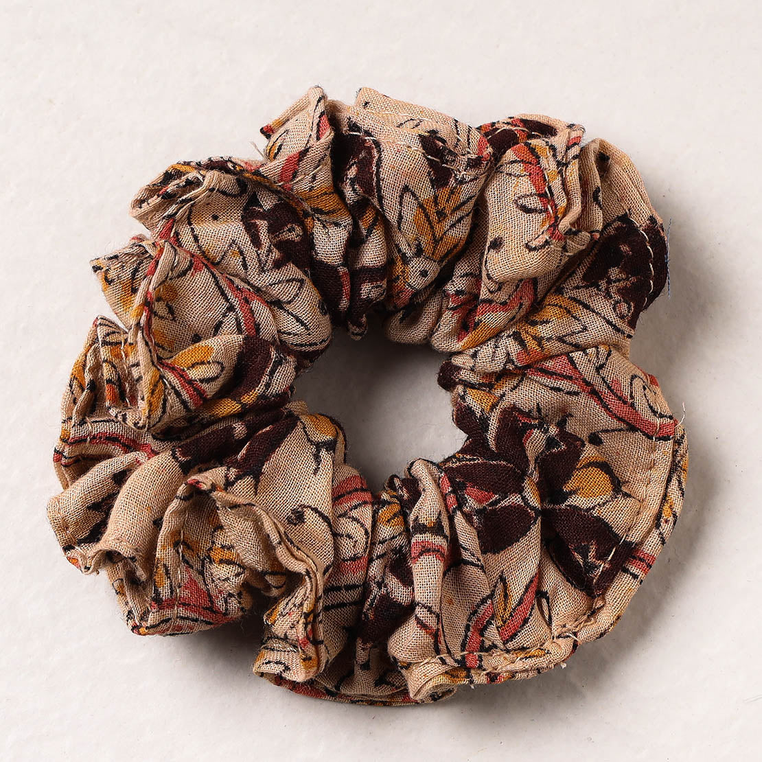 Kalamkari Block Printed Cotton Elastic Rubber Band/Scrunchie