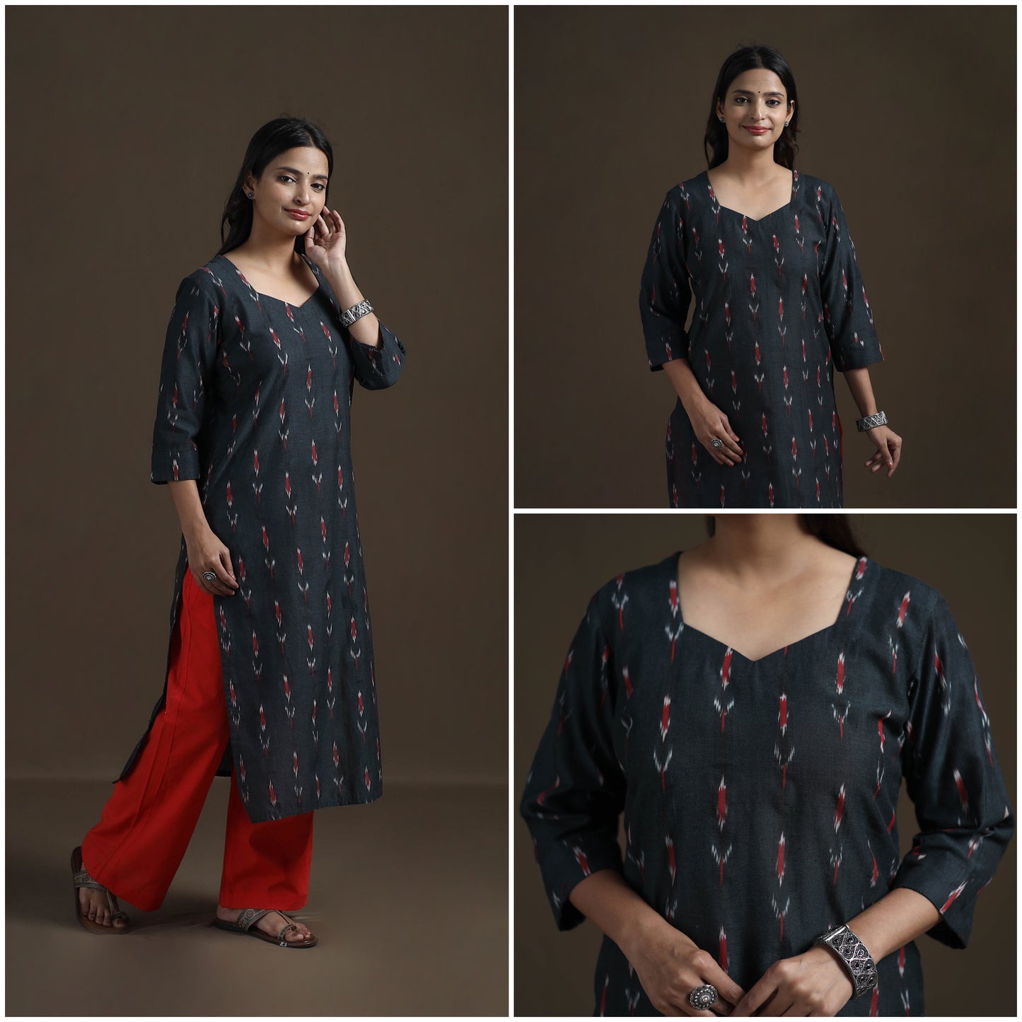 Pochampally Ikat Cotton Straight Kurta for Women 18
