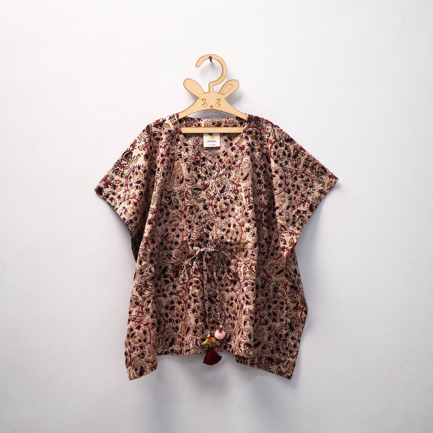 Beige - kalamkari cotton kids kaftan (3-4 years) 43