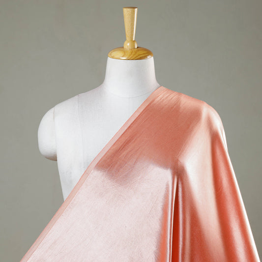 Peach - Pure Mashru Silk Plain Fabric (Width - 45 in)