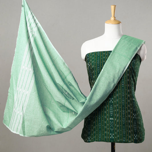 3pc Sambalpuri Ikat Weave Handloom Cotton Suit Material Set 05