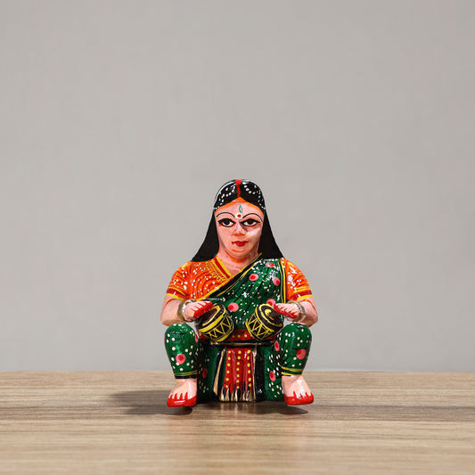 Musician (Female) - Banaras Handpainted Wooden Toy / Home Decor Item 57