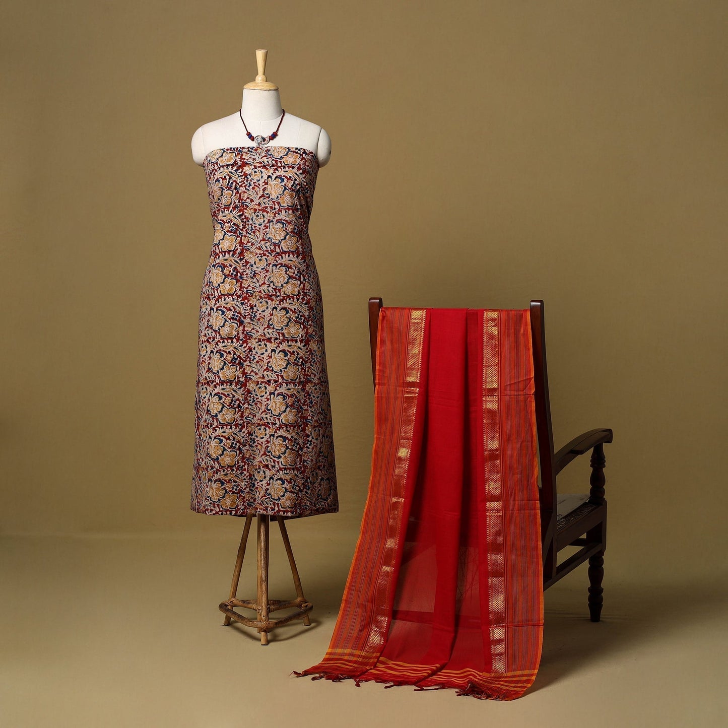 Kalamkari cotton 2pc unstitched dress material