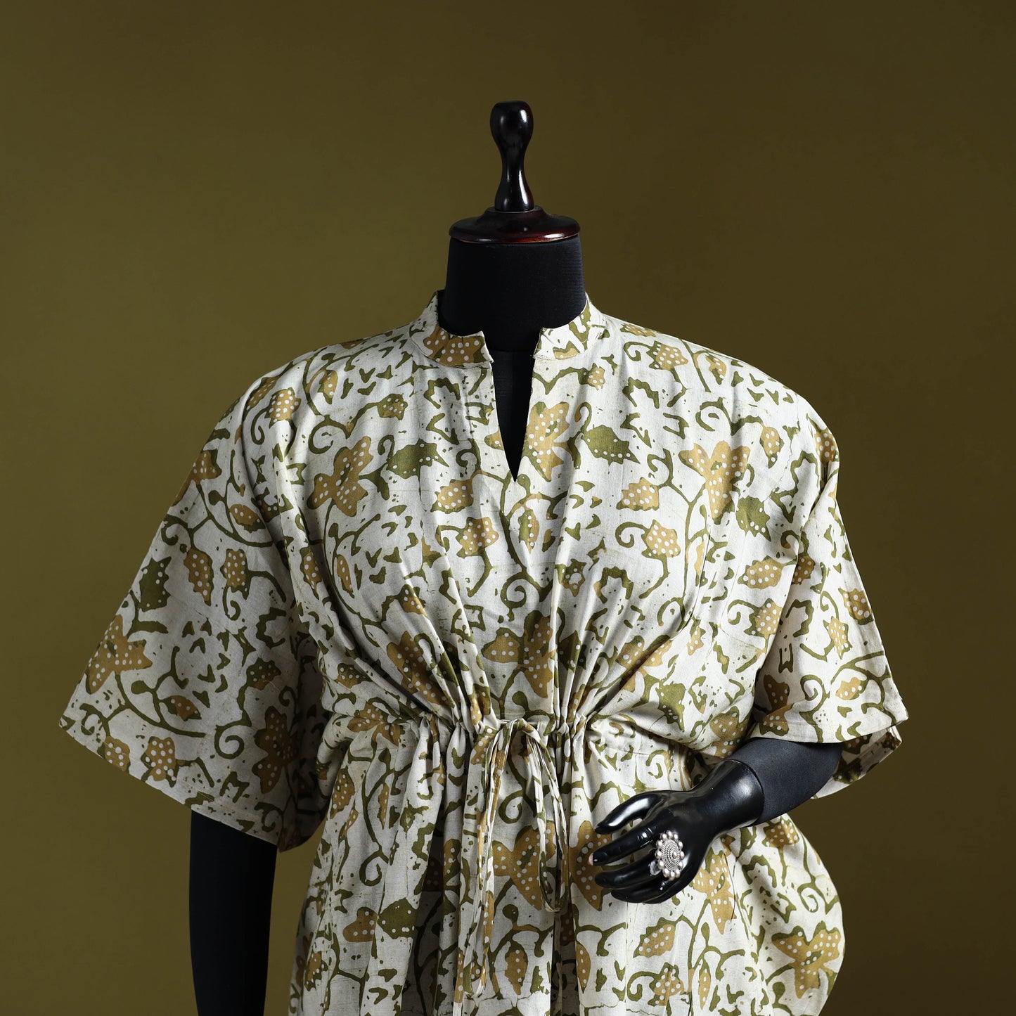 Hand batik cotton medium kaftan 27 - handcrafted