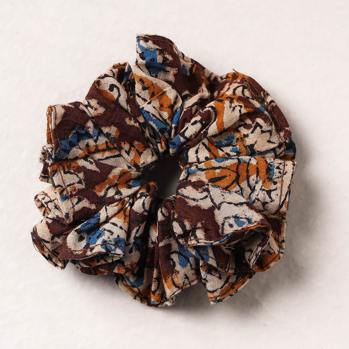 Kalamkari Block Printed Cotton Elastic Rubber Band/Scrunchie