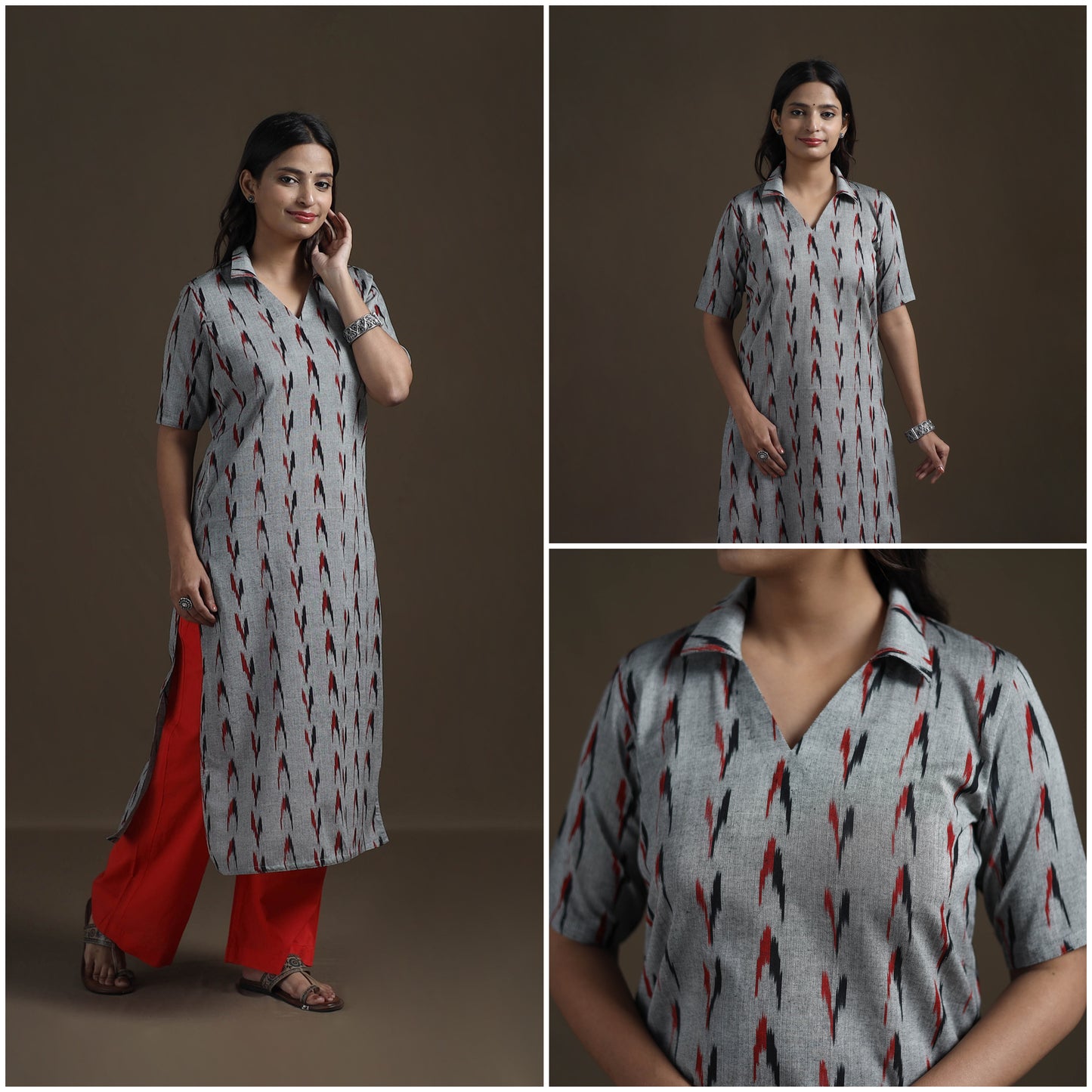 Pochampally Ikat Cotton Straight Kurta for Women 15