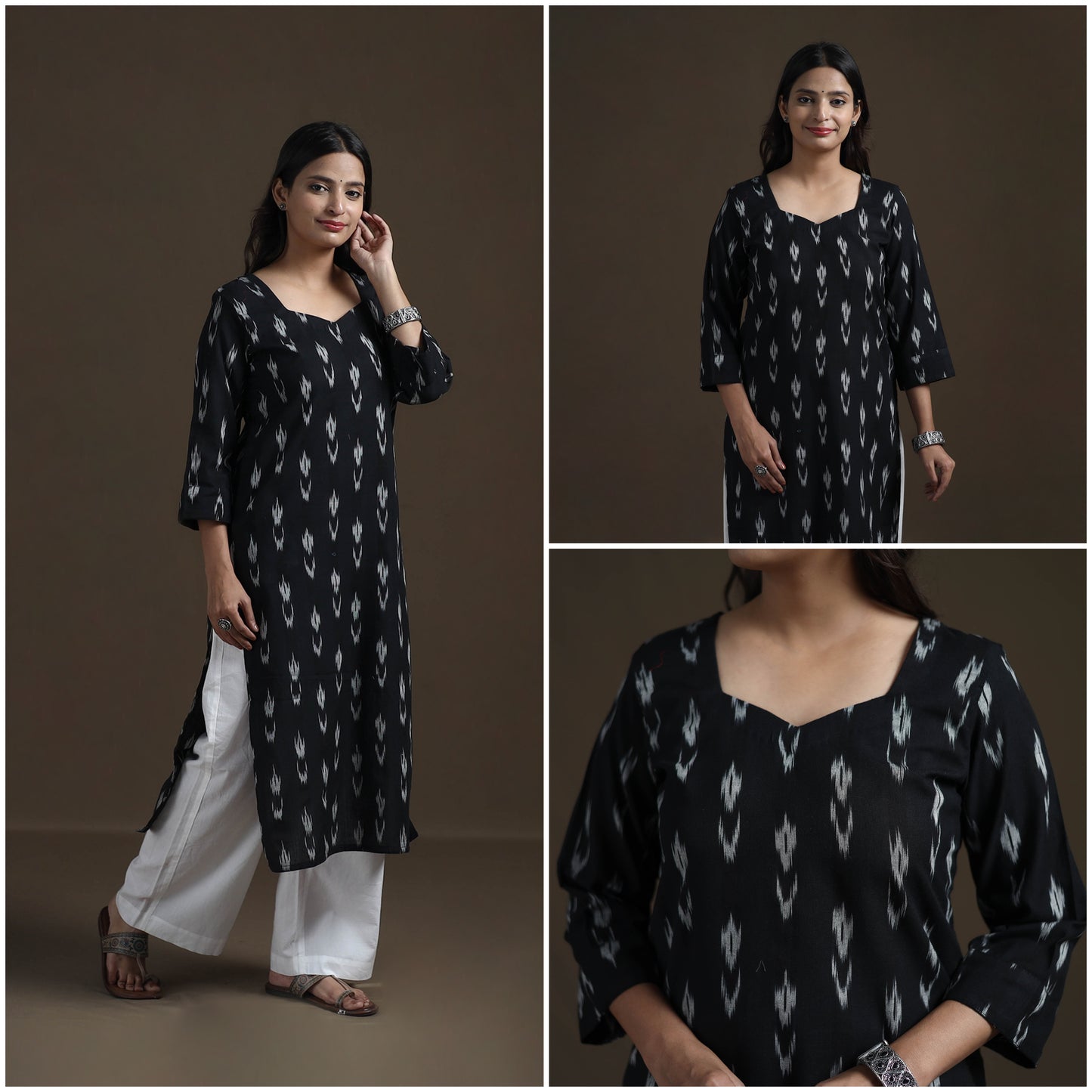 Pochampally Ikat Cotton Straight Kurta for Women 16