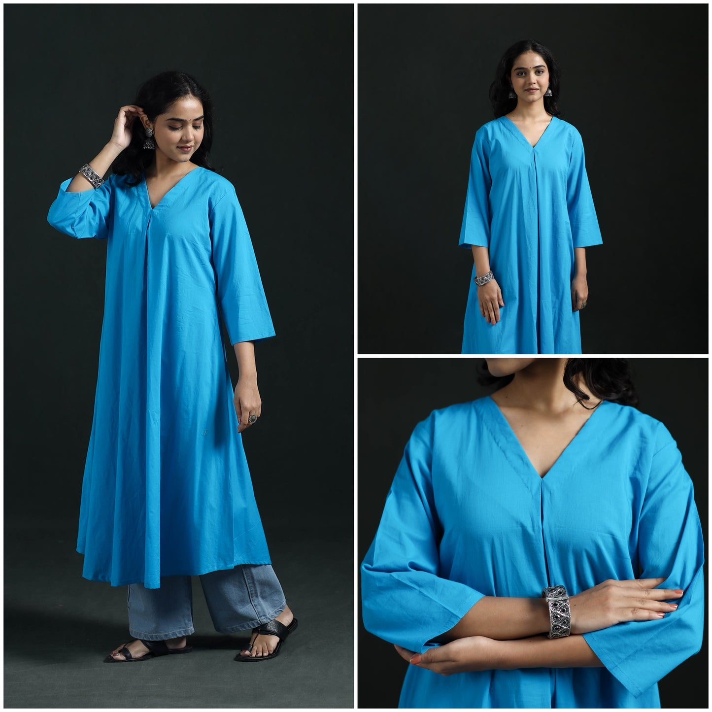 Plain Cotton A-Line Kurta for Women 03