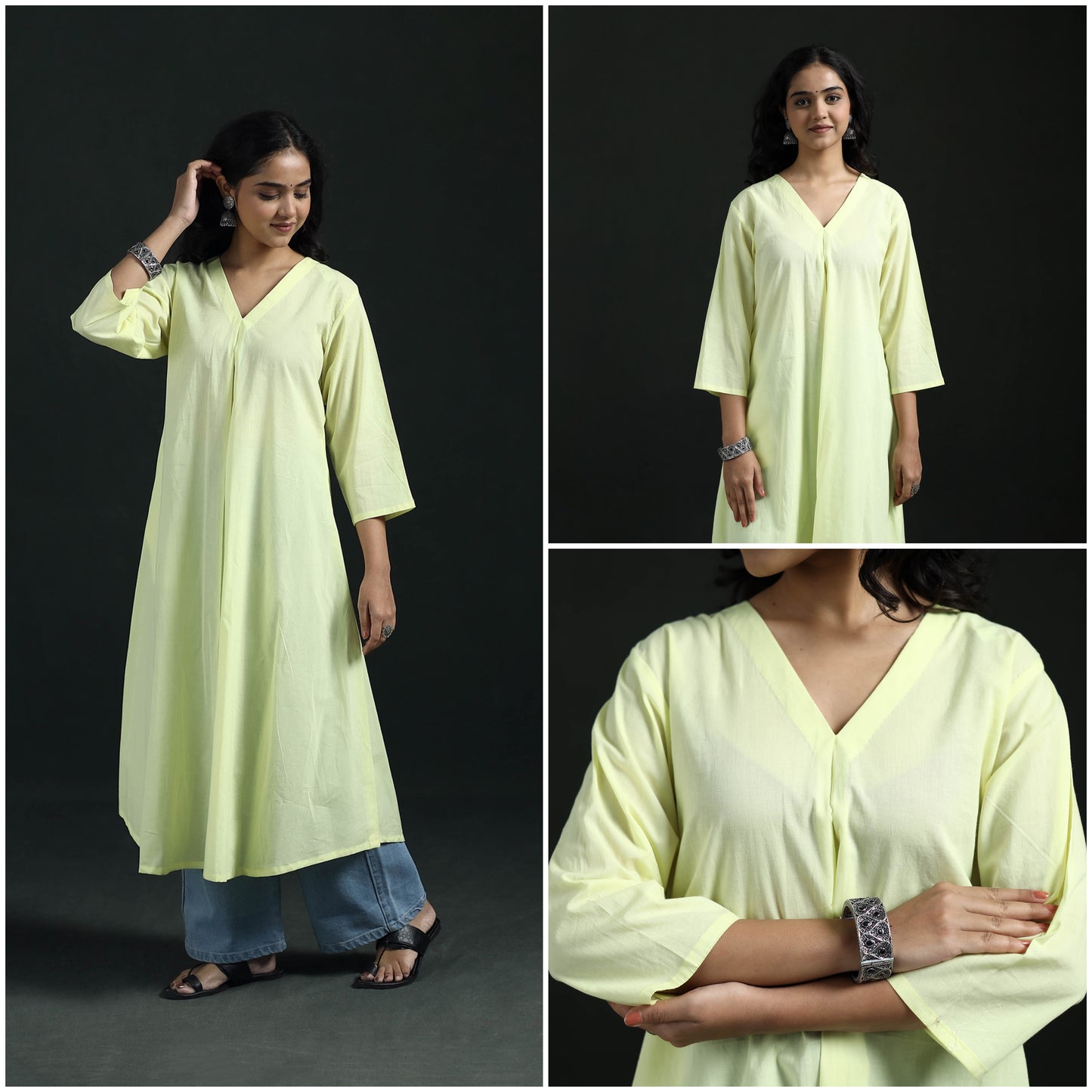 Plain Cotton A-Line Kurta for Women 04