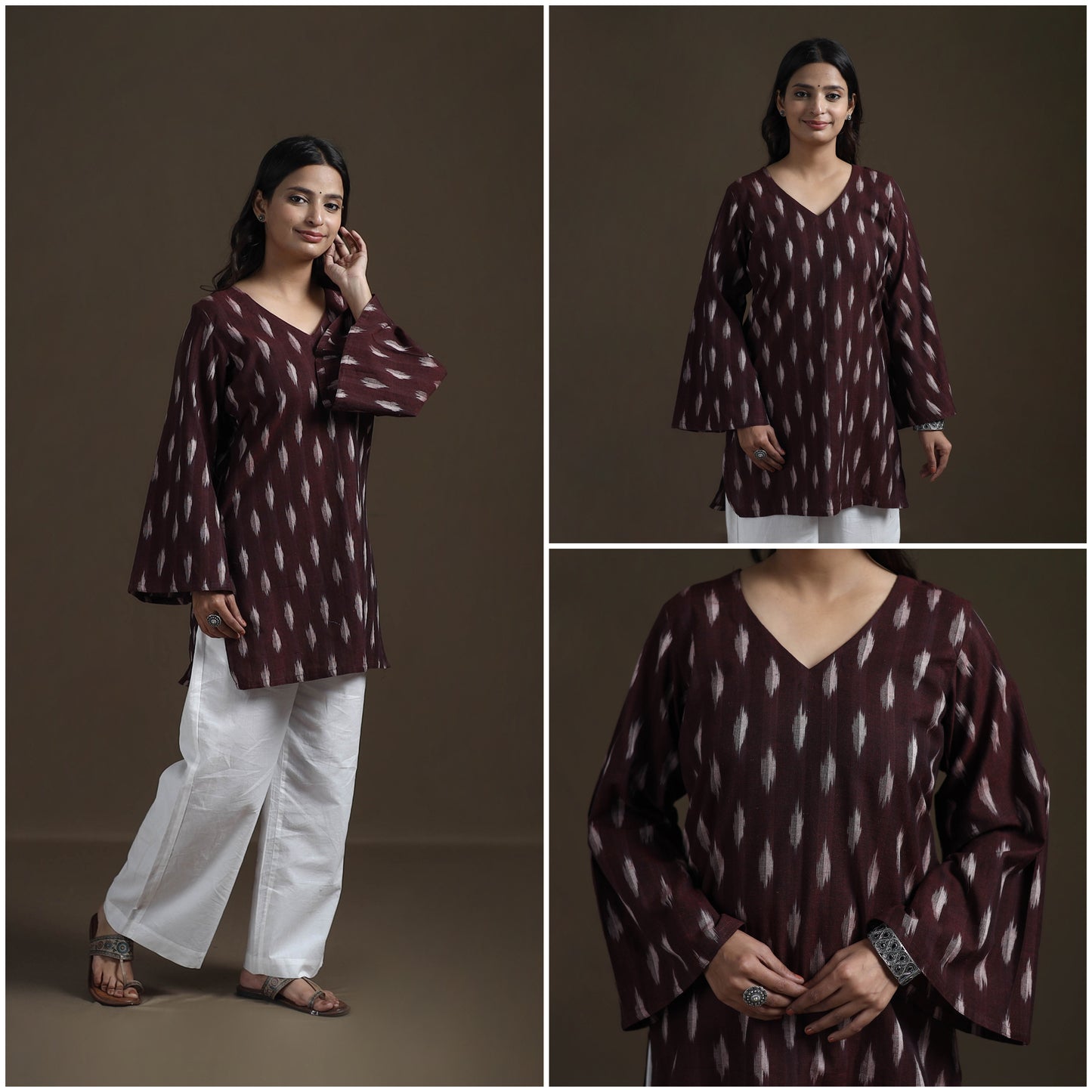 Pochampally Ikat Cotton Short Kurta for Women 23