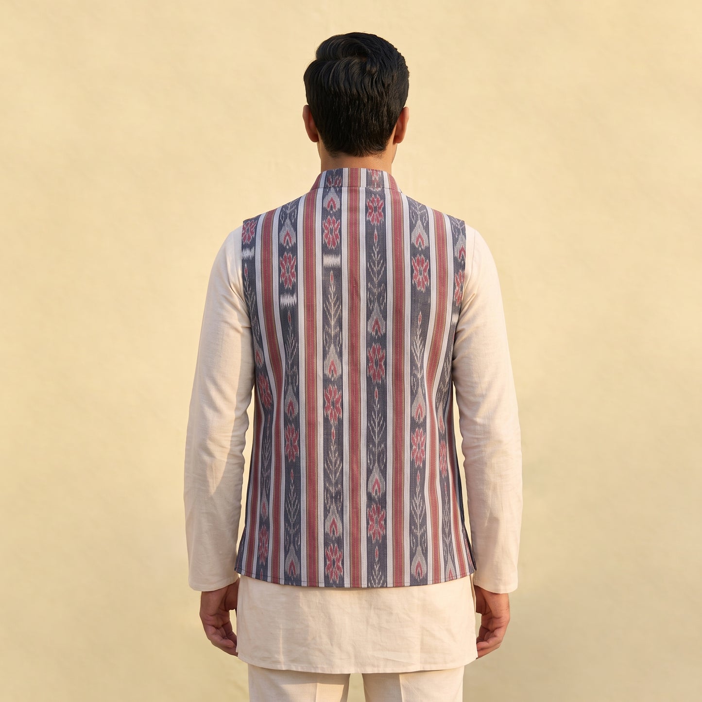 Sambalpuri Ikat Weave Cotton Men Nehru Jacket 03