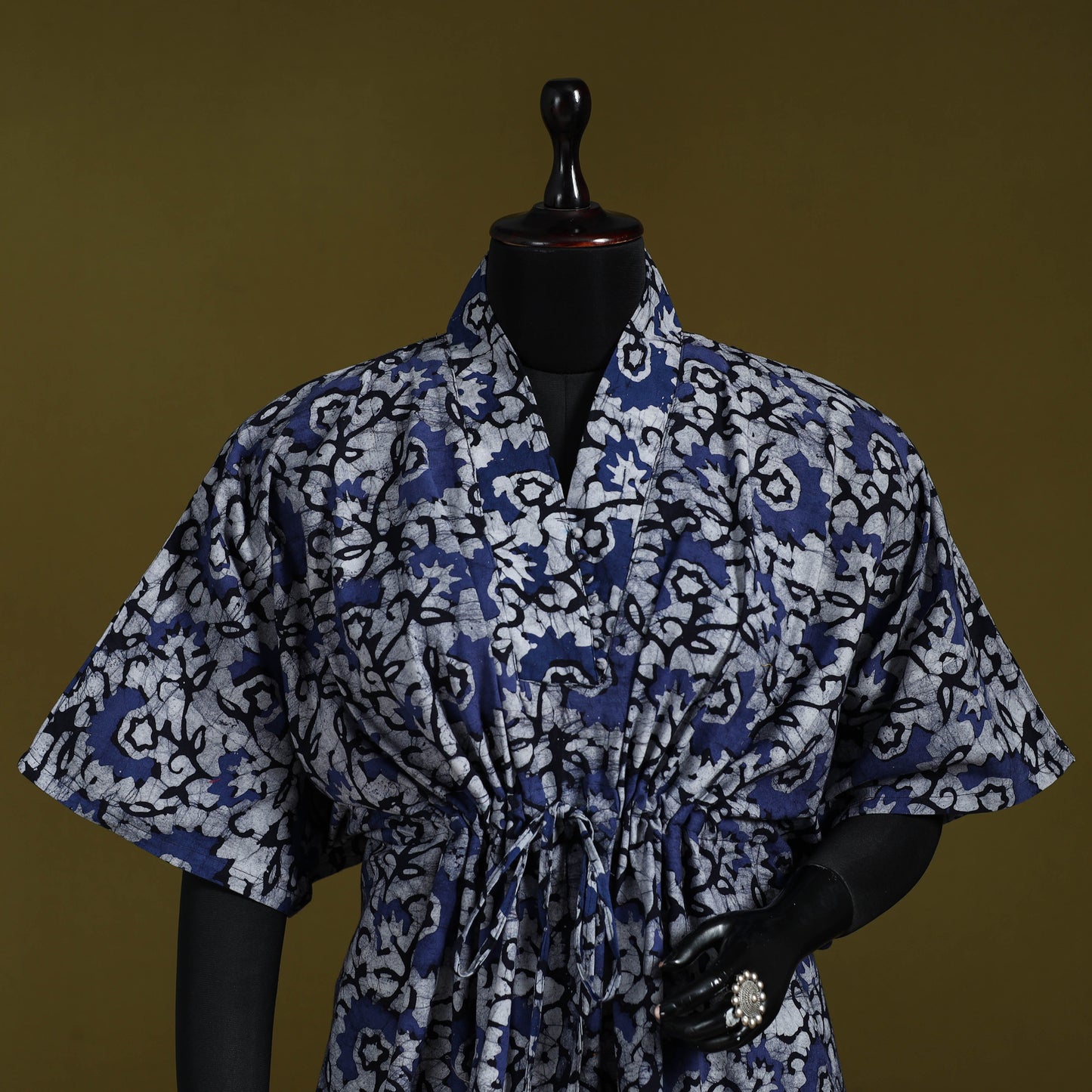 Hand batik cotton short kaftan 36 - handcrafted