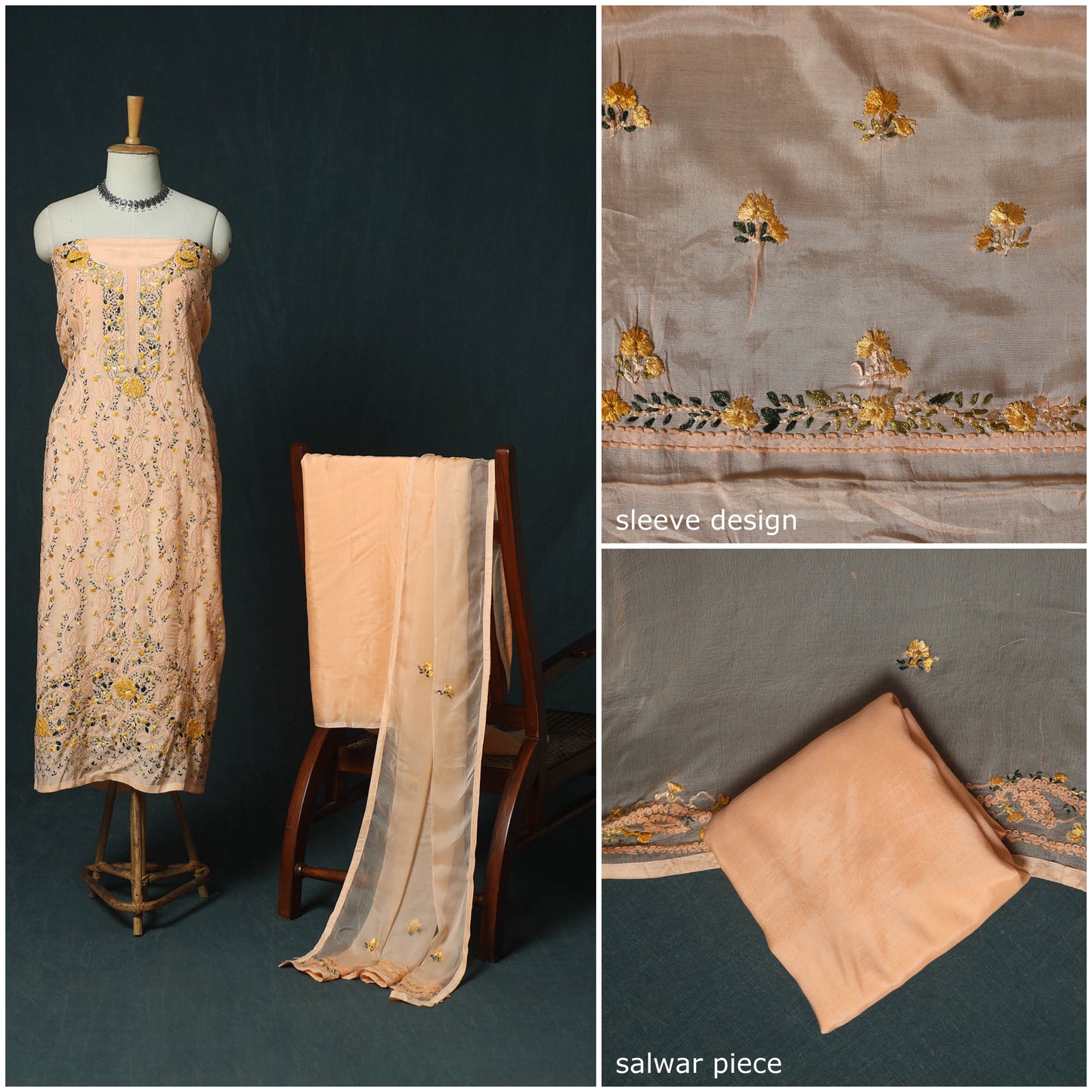 Hand Embroidered Muslin 3pc Unstitched Dress Material 27