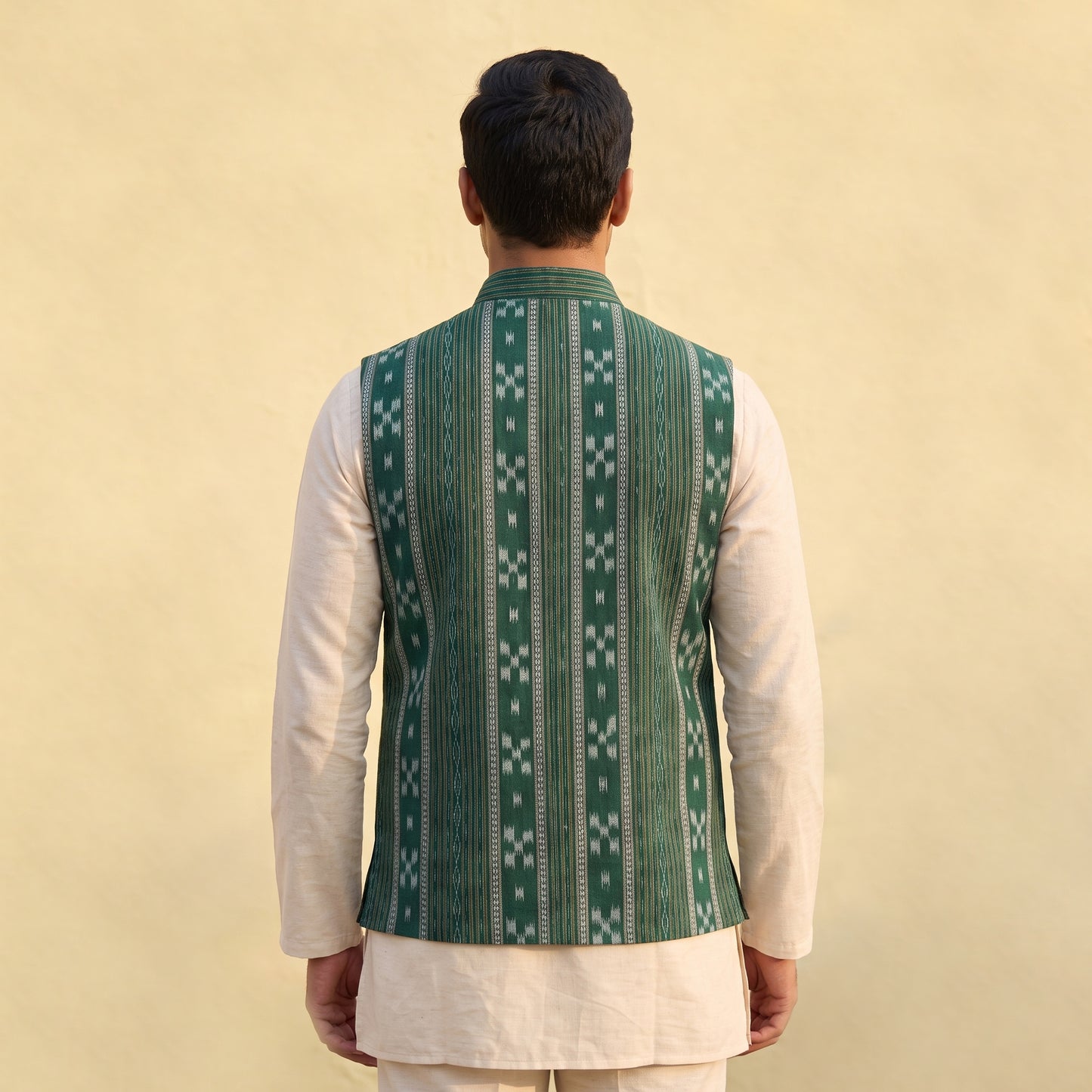 Sambalpuri Ikat Weave Cotton Men Nehru Jacket 04