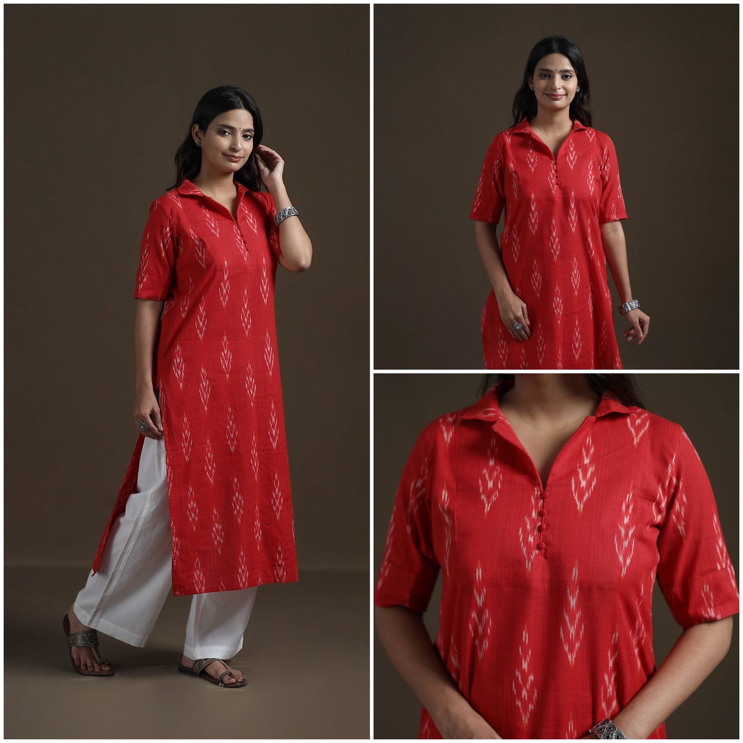 Pochampally Ikat Cotton Straight Kurta for Women 08