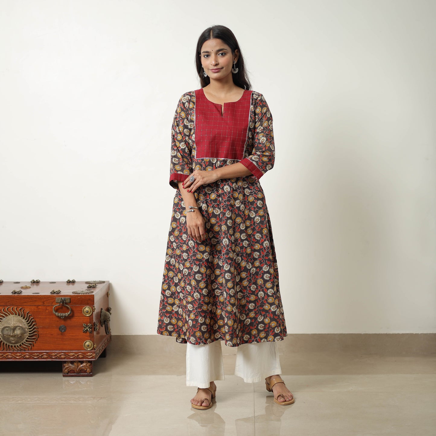 Straight Cotton Kalamkari Kurta for Women