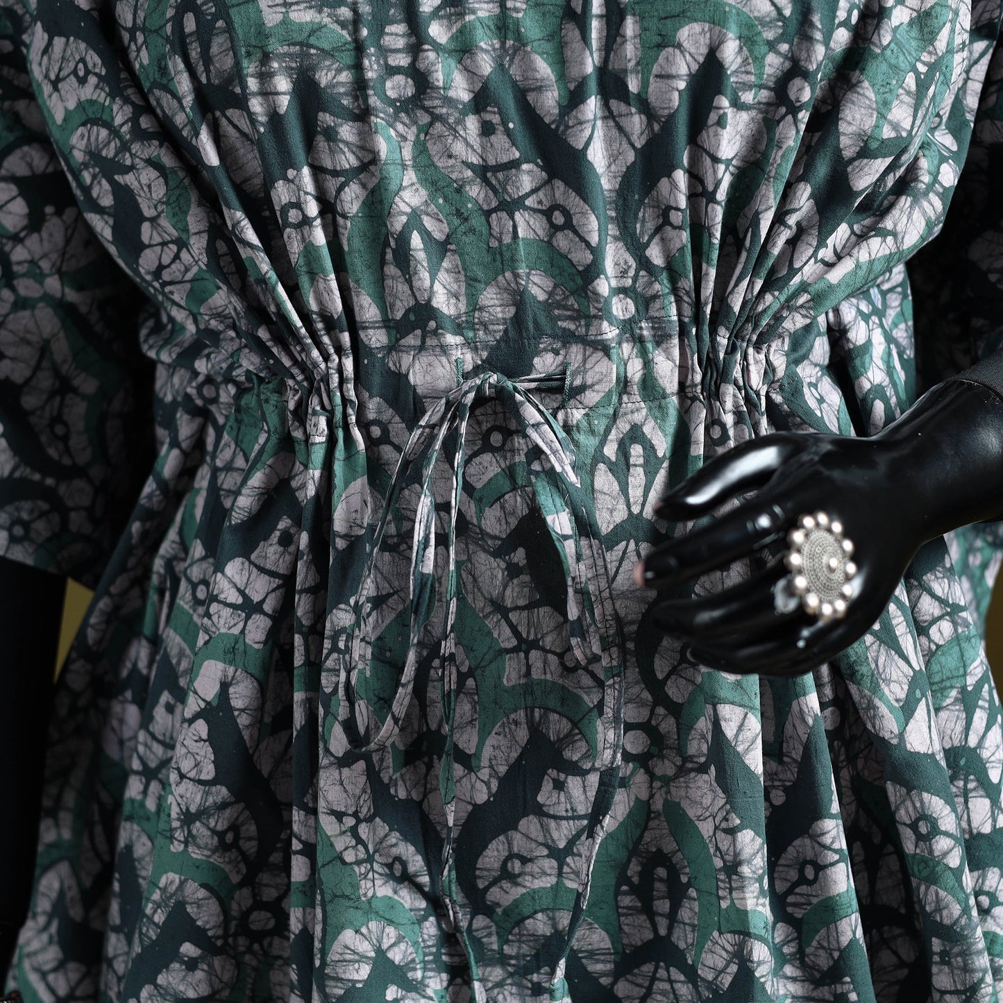 Hand batik cotton short kaftan 10 - handcrafted