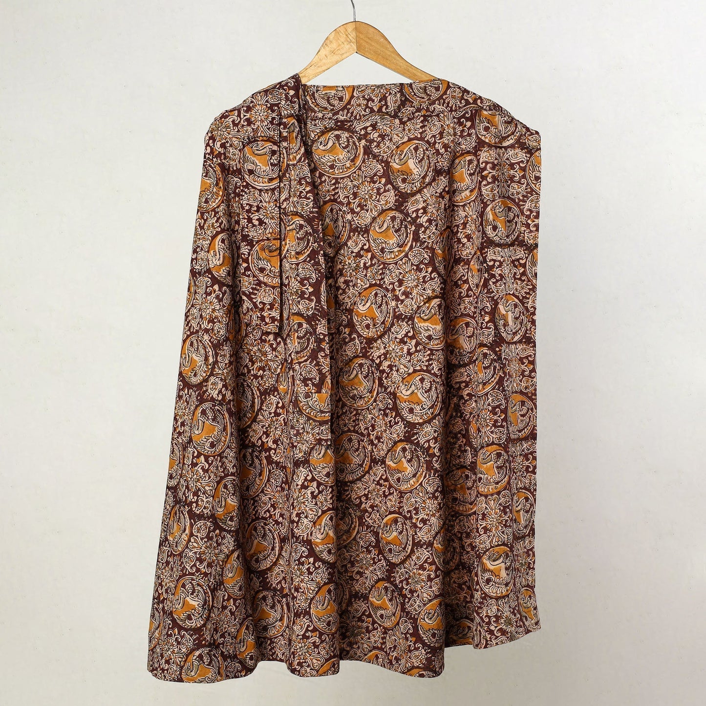 Brown - kalamkari printed cotton wrap around skirt 02