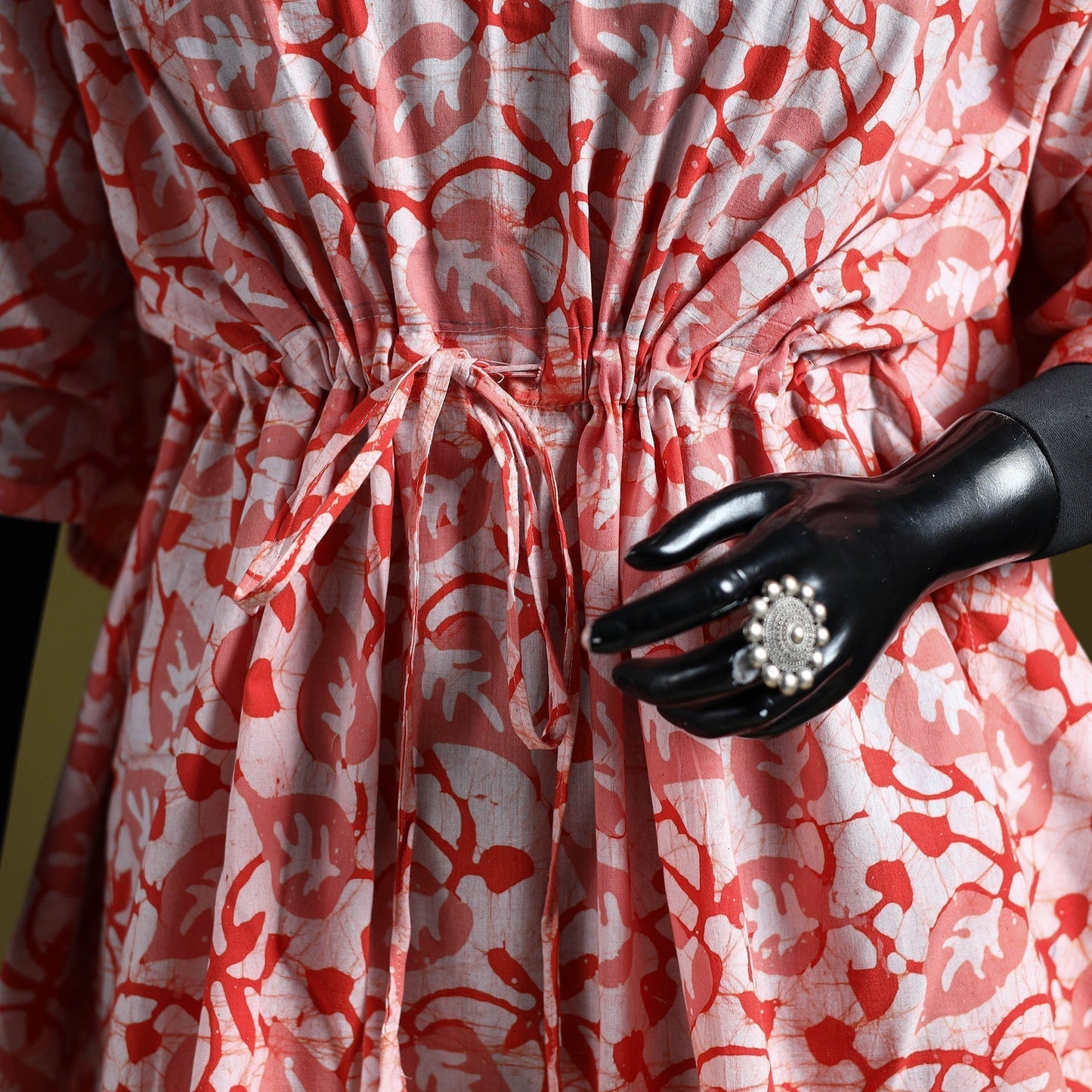 Hand batik cotton short kaftan 15 - handcrafted