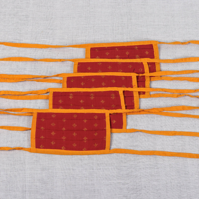 3 Layer Jacquard Pleated Cotton Fabric Face Cover with Dori