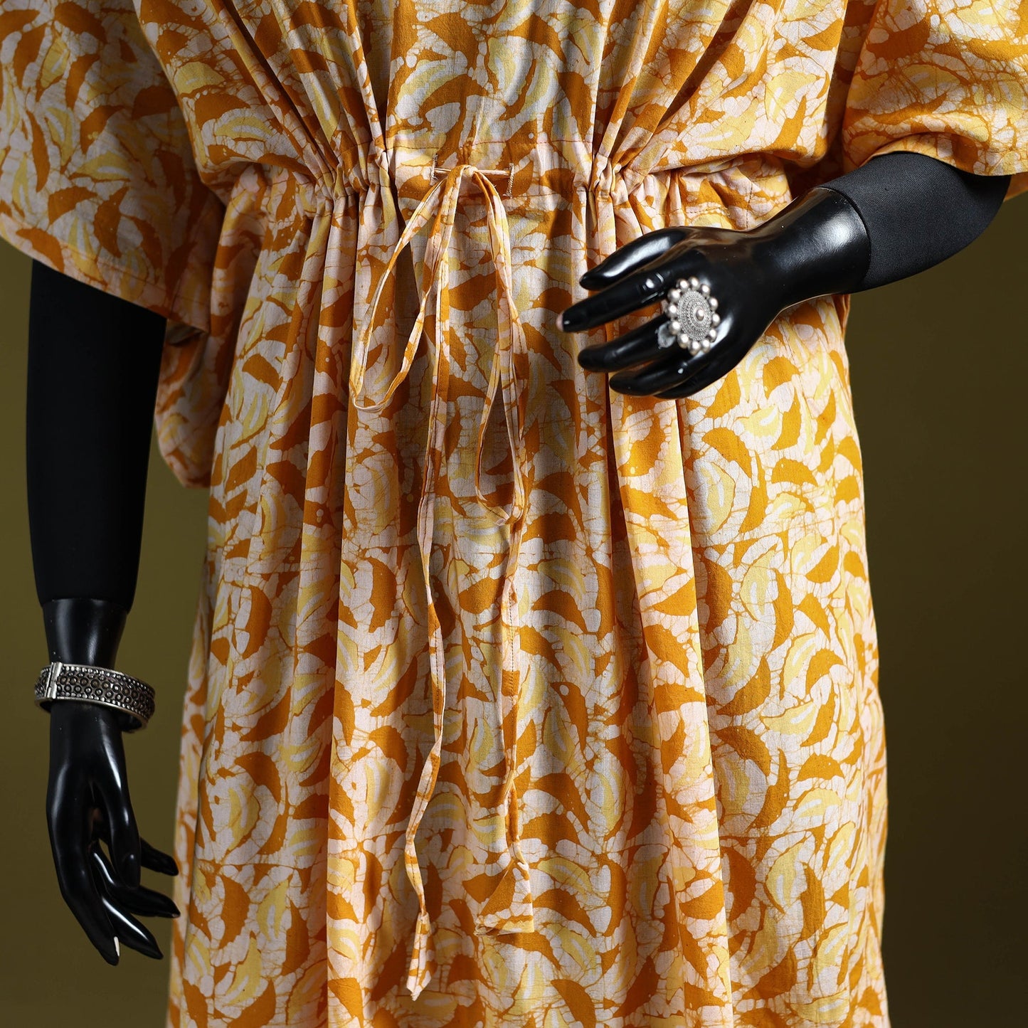 Hand batik cotton long kaftan 08 - handcrafted