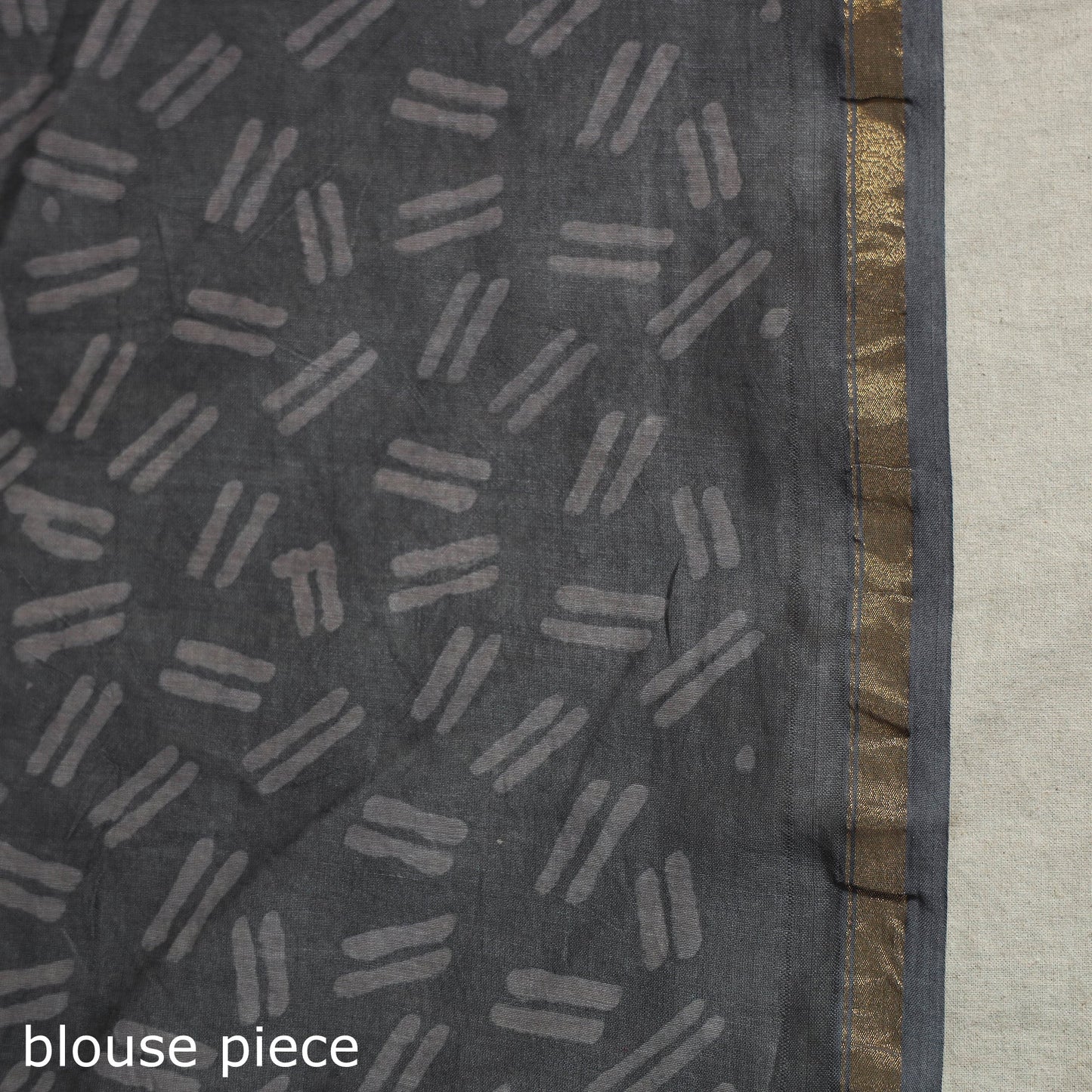 Block Print Chanderi Silk Bagru Saree with Zari Border