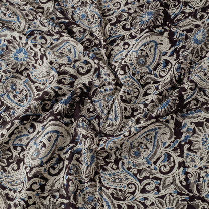 Grey - Pedana Kalamkari Hand Block Printed Mul Cotton Fabric 05