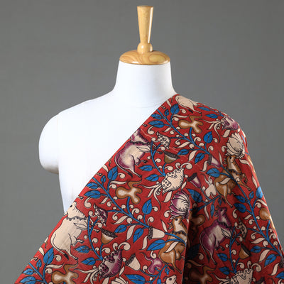 Red - Kalamkari Printed Cotton Fabric 09