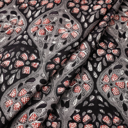 Grey - Bagru Ajrakh Dabu Block Printed Cotton Fabric 14