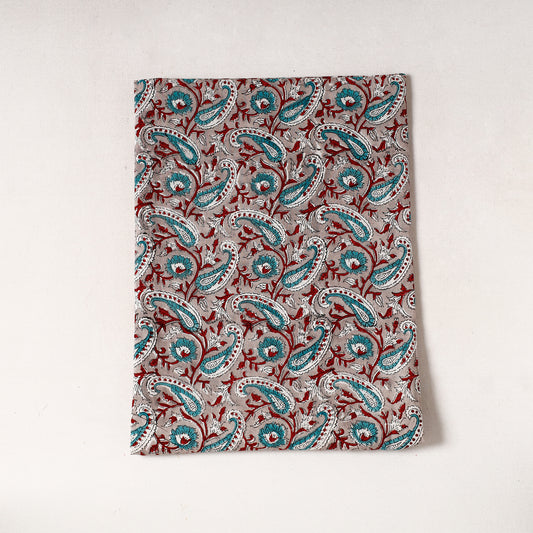 Grey - Sanganeri Block Printed Cotton Precut Fabric (0.7 meter) 35