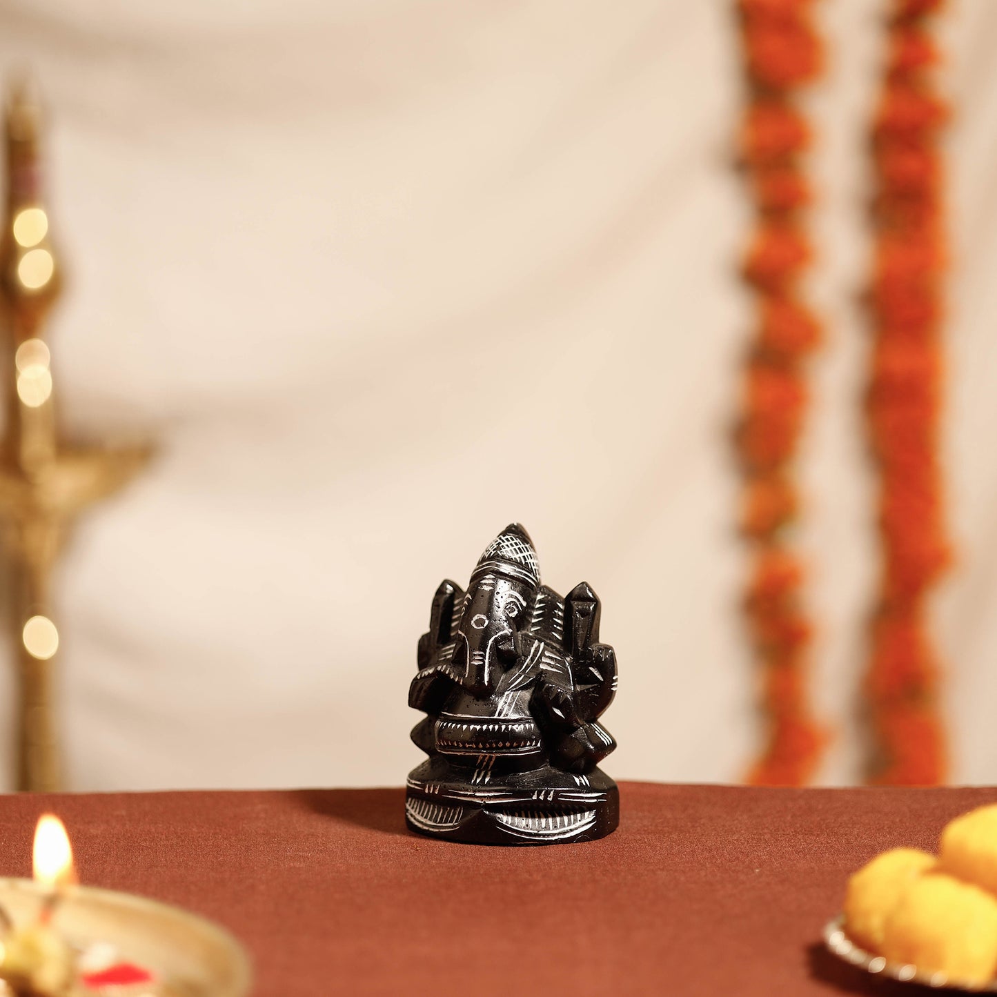 Mahabalipuram Stone Carving Chaturbhuja Lord Ganesha Idol
