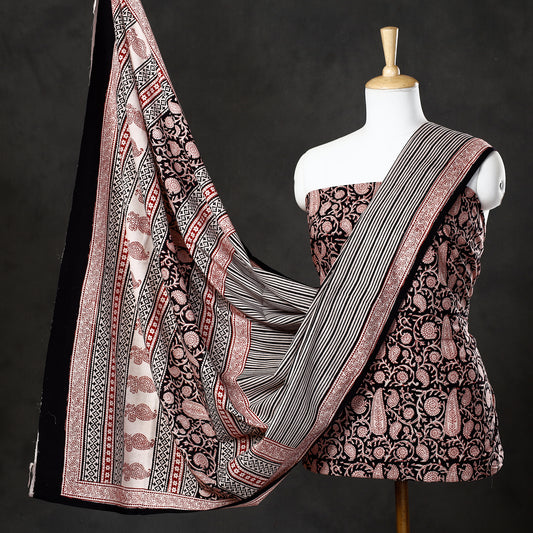 Multicolor - 3pc Bagh Block Printed  Natural Dyed Cotton Suit Material Set 66