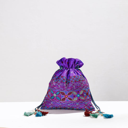 Lambani Mirror Work Hand Embroidery Silk Potli Bag