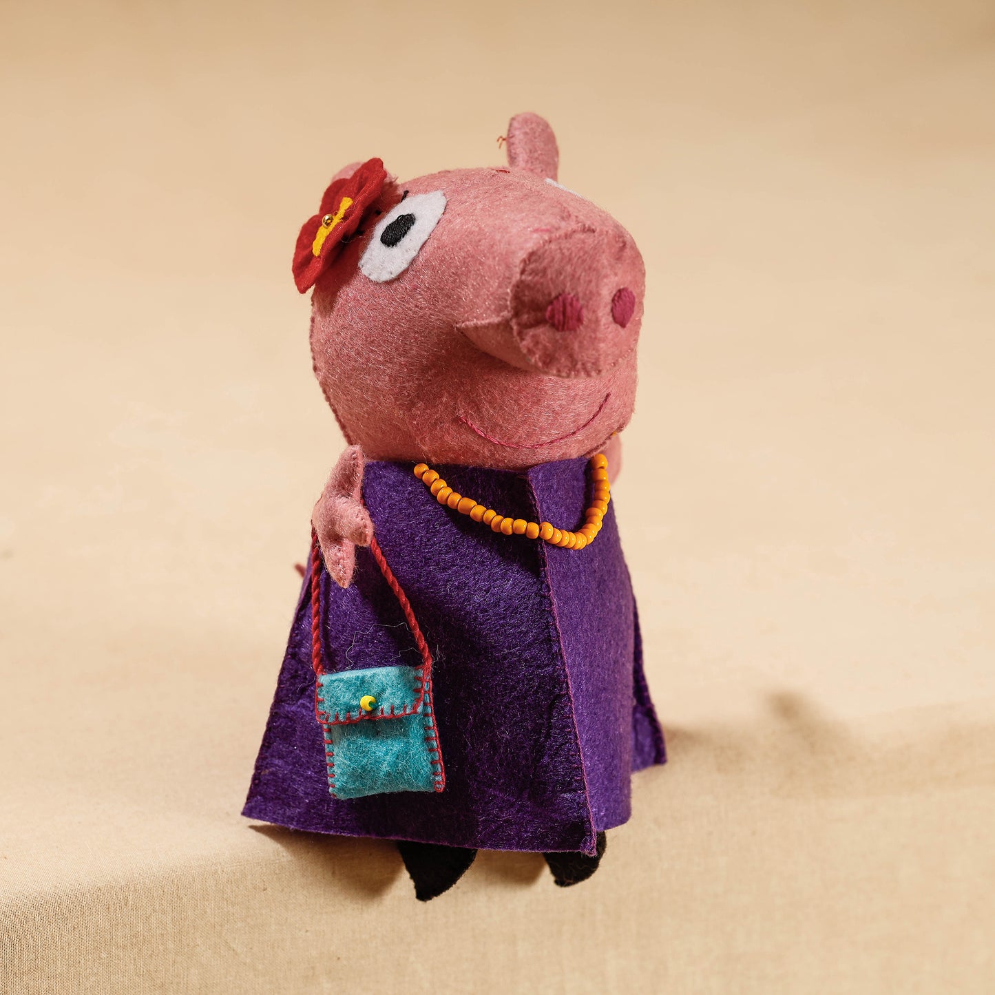 Mummy Piggie - Handmade Felt Work Stuffed Soft Toy