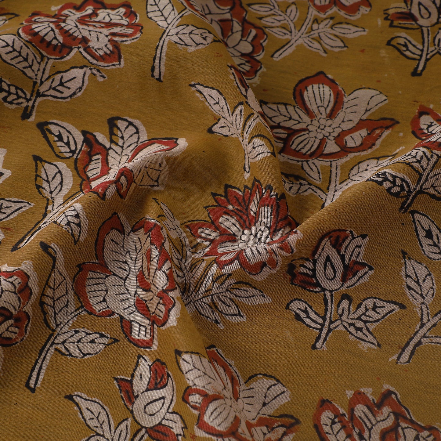 Brown - Bagru Ajrakh Dabu Block Printed Natural Dyed Chanderi Silk Fabric 14