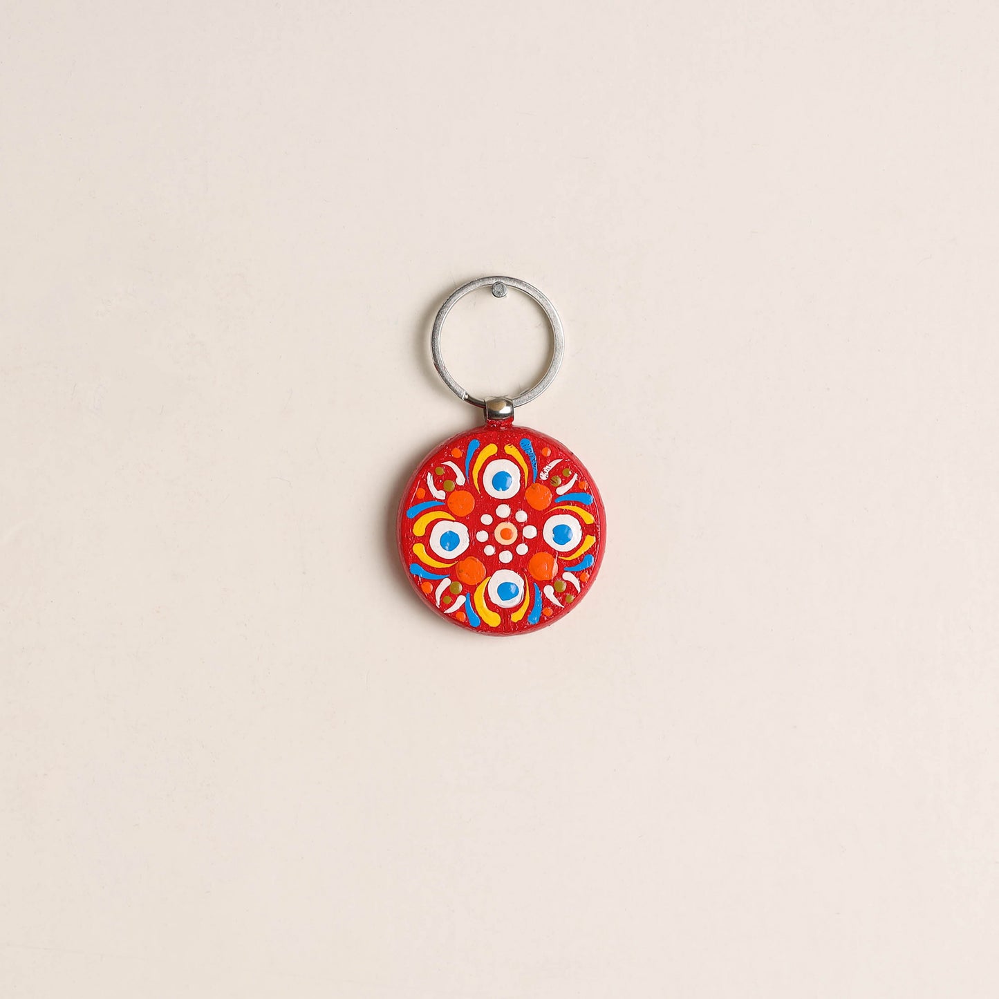 Handpainted Mandala Art Wooden Keychain 49
