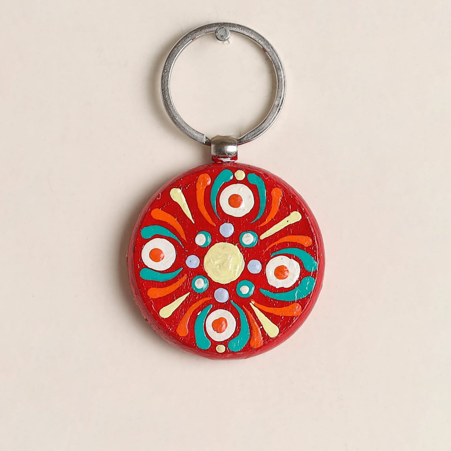 Handpainted Mandala Art Wooden Keychain 51