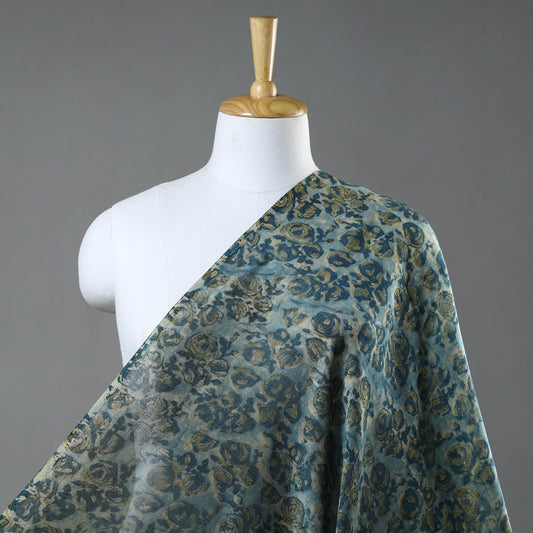Bagru Dabu Block Printed Natural Dyed Chanderi Silk Fabric 07
