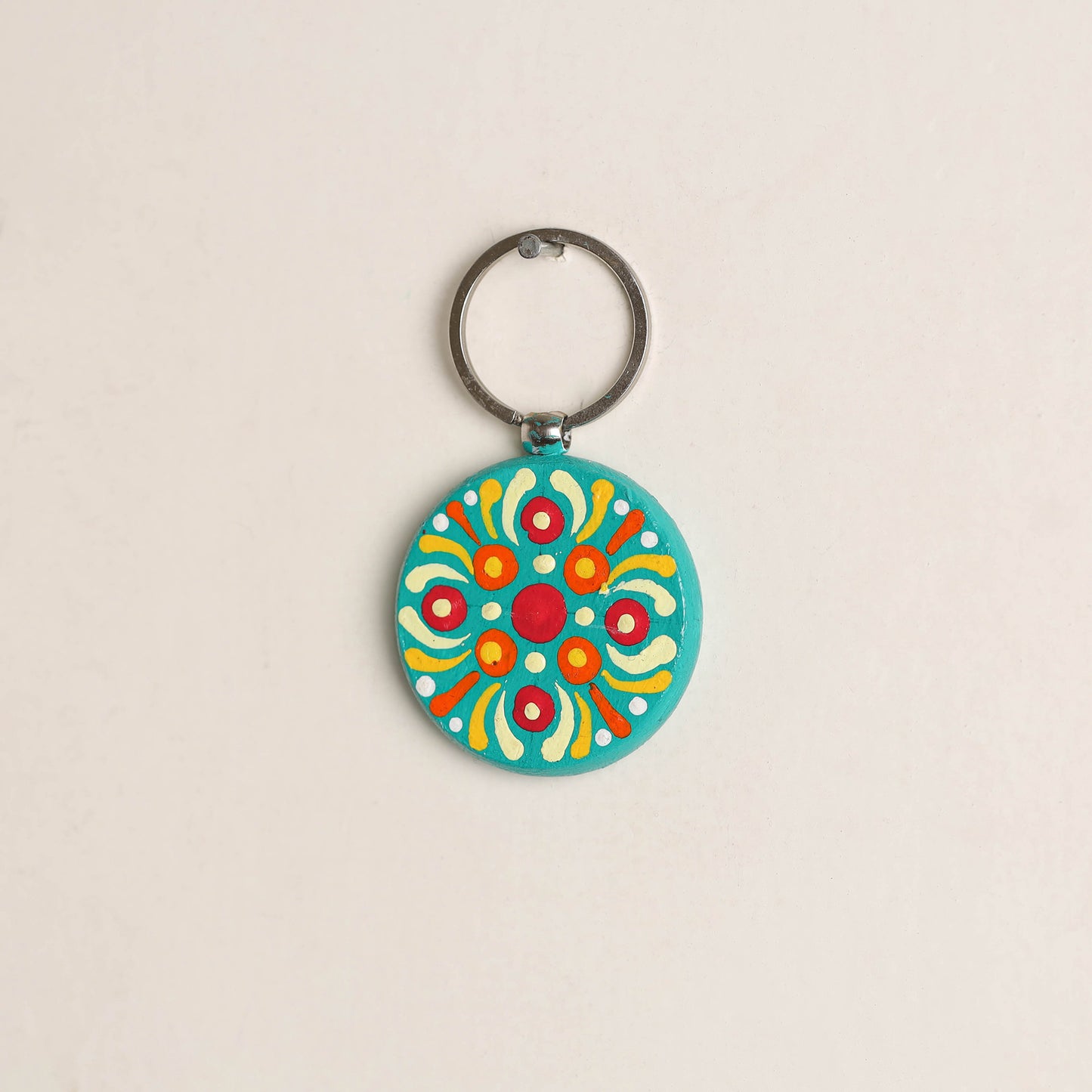 Handpainted Mandala Art Wooden Keychain 53
