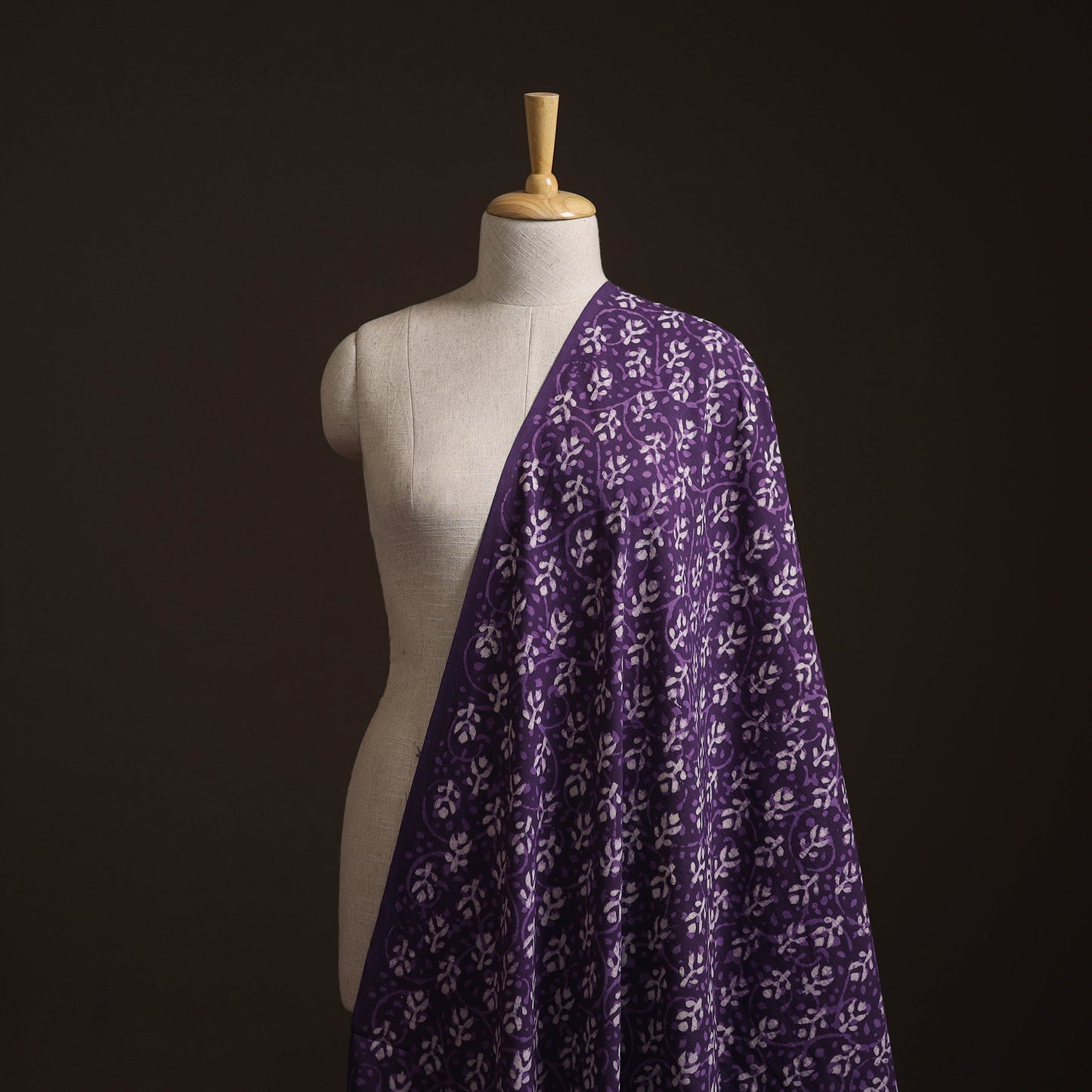 Purple - Bagru Dabu Hand Block Print Natural Dyed Cotton Fabric 76