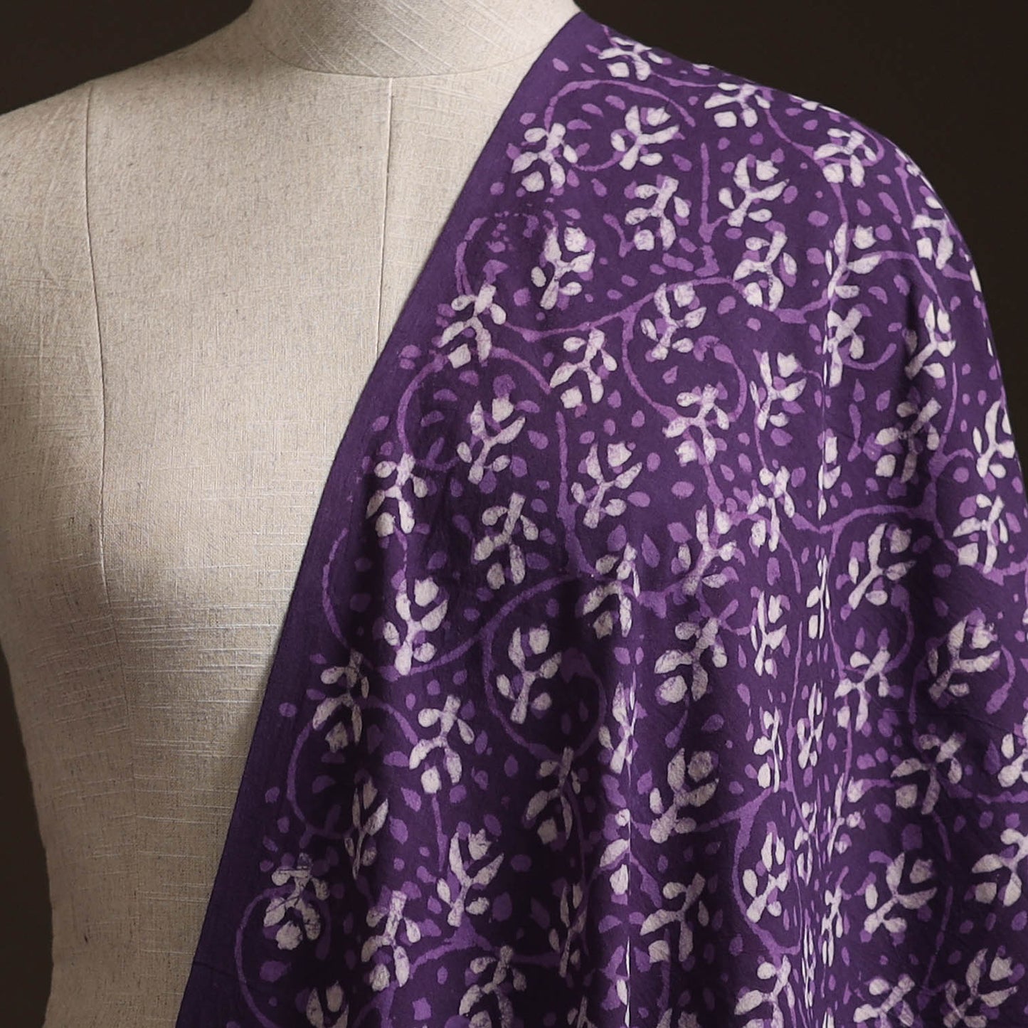 Purple - Bagru Dabu Hand Block Print Natural Dyed Cotton Fabric 76